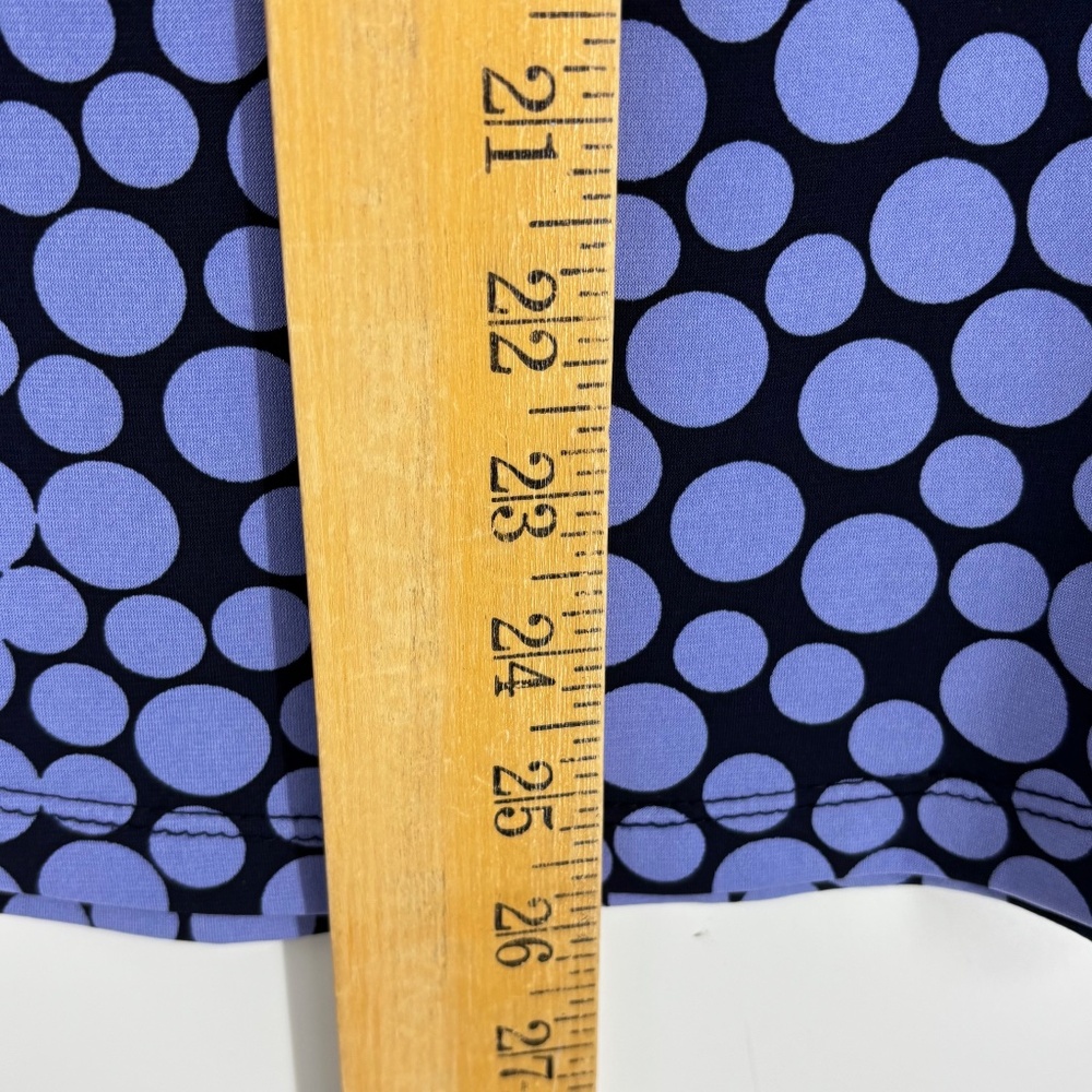 Susan Graver Womens XXS Pullover Knit Top Navy Blue Periwinkle Dot Print Long Sl - Picture 9 of 9